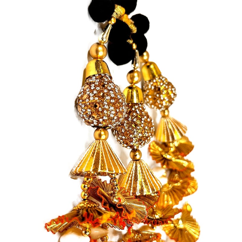 AHS Punjabi Parandi/Paranda long braid tassels Parandi for girls and womens parandi for wedding party etc (Parandi Golden) - Image 3