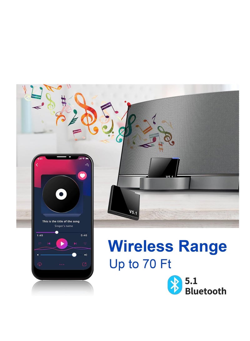 30-Pin Bluetooth Adapter, 5.1 Bluetooth Audio Receiver for Apple Dock, iPod, iPhone, Bose SoundDock & Other 30-Pin Music Docking Stations - Wireless Streaming Made Easy!