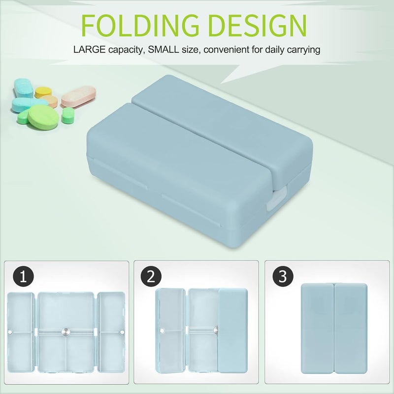 FYY 7 Day Pill Box Organiser - Travel Pill Case, [Folding Design][Large Capacity] Portable Pill Dispenser Container for Vitamins, Cod Liver Oil, Supplements, Medication Cyan - Image 3