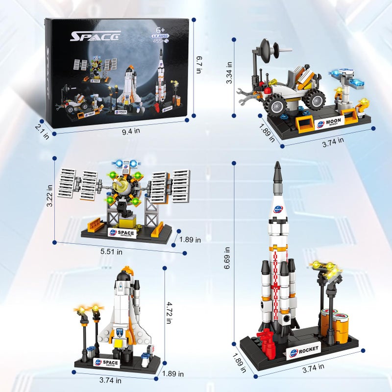 Sciencow Space Exploration Shuttle Toys for Boys, STEM Aerospace Building Kit Toy with Rocket, Space Shuttle, Moon Buggy and Satellite, Best Gifts for 6, 7, 8, 9, 10+ Year Old Boys (415 PCS) - Image 4