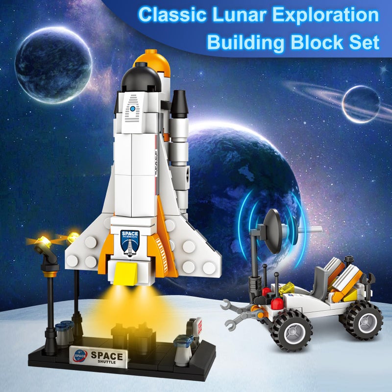 Sciencow Space Exploration Shuttle Toys for Boys, STEM Aerospace Building Kit Toy with Rocket, Space Shuttle, Moon Buggy and Satellite, Best Gifts for 6, 7, 8, 9, 10+ Year Old Boys (415 PCS) - Image 3
