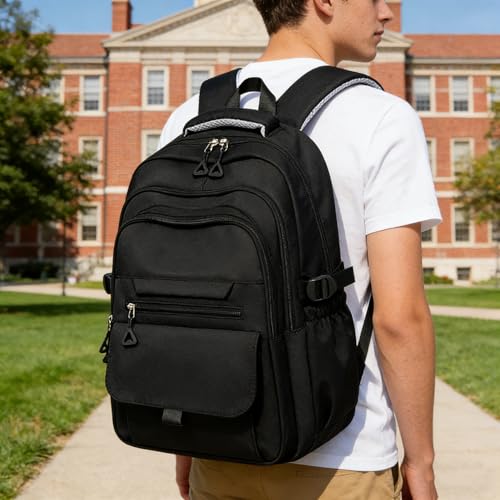 Lamprod Cute Aesthetic Girls Backpack for School Large Capacity Bookbags College Backpack for Students Kids Teen Girls Laptop Bookbag Casual Travel DaypacksBlack - Image 3