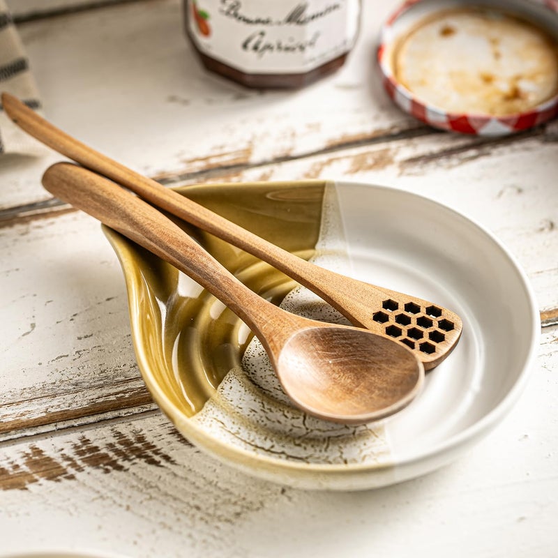 Cormomu Ceramic Spoon Rest for Stove Top & Kitchen Counter, Large Spoon Holder, Heat-Resistant & Easy to Clean, Non-Stick Spatula Holder for Cooking, Coffee Spoon, Kitchen Decor, Gradient Brown - Image 3