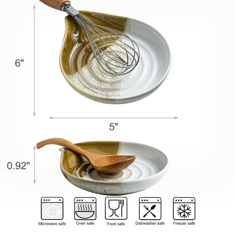 Cormomu Ceramic Spoon Rest for Stove Top & Kitchen Counter, Large Spoon Holder, Heat-Resistant & Easy to Clean, Non-Stick Spatula Holder for Cooking, Coffee Spoon, Kitchen Decor, Gradient Brown - Image 5