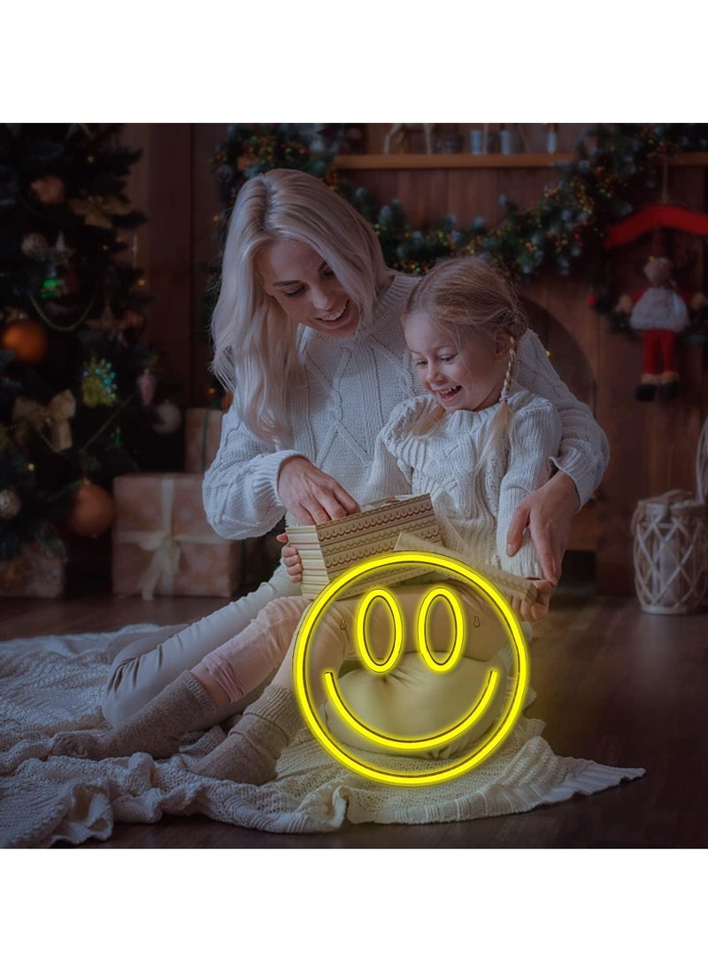 SYOSI لافتة ضوء النيون لوجه مبتسم إضاءة LED ديكور جدار لافتات مبتسمة تعمل بالطاقة USB صفراء لغرفة النوم غرفة الأطفال زينة حفلات الزفاف  - Image 5