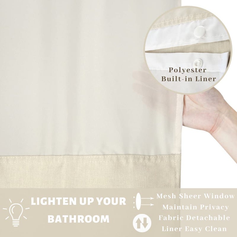 Ecoehoe 71W x79 H Hook Hook Free Dower Starta Long with Polyester Magnet Snap-in-Top See Through with Mesh Window Light Beige - Image 4
