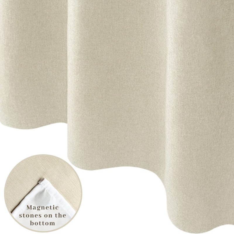 Ecoehoe 71W x79 H Hook Hook Free Dower Starta Long with Polyester Magnet Snap-in-Top See Through with Mesh Window Light Beige - Image 5