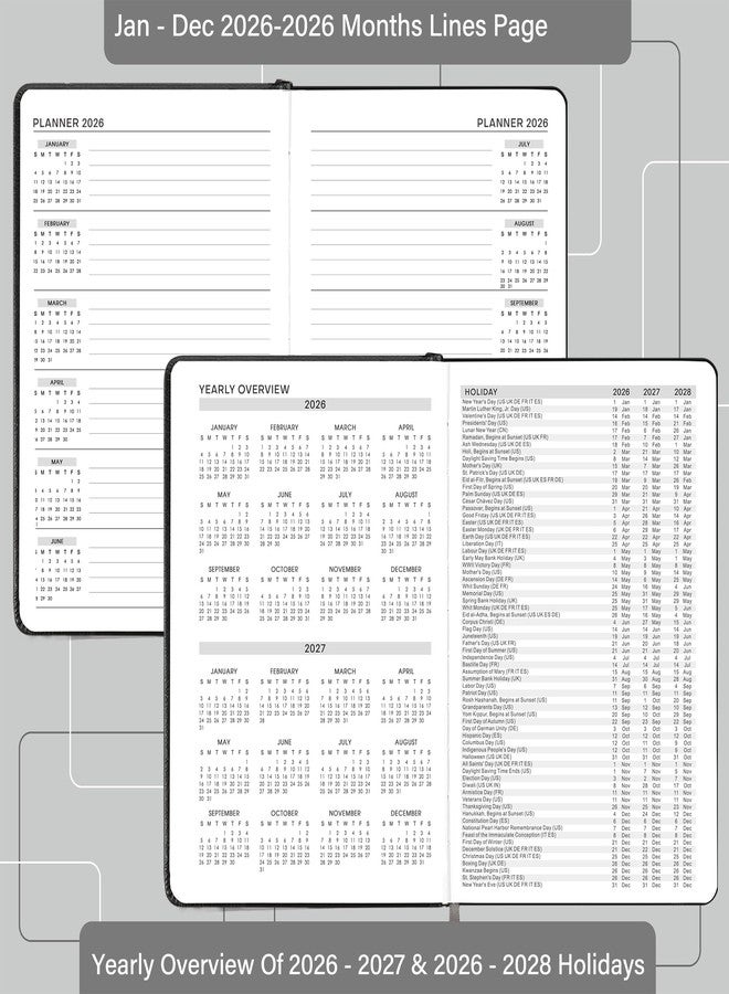 Feteulo 2026 Appointment Book & Planner - January 2026 - December 2026, Daily Hourly Planner, 5.75" X 8.25", 60-Minute Interval, Faux Soft Leather Cover, Premium Paper, Academic Calendar, Pen Holder, Inner Pocket - Image 5