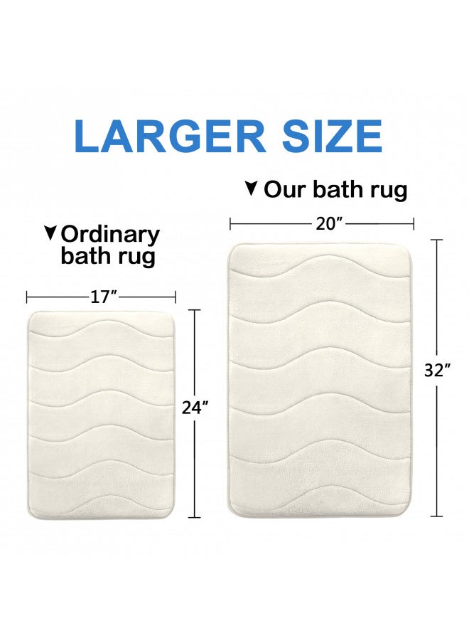 Flamingo P Memory Foam Bath Mat for Bathroom Non Slip Bath Rug Velvet Thick Soft and Comfortable Water Absorbent Machine Washable Easier to Dry Floor Rug Mats Waved Pattern, 20x32 Inches, Ivory White  - Image 5