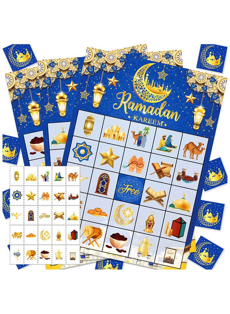 AUTOYSUR 37 Pcs Eid Al Adha Bingo Games 24 Players Eid Mubarak Bingo Cards Ramadan Party Favors for Boys Girls Adults Family Classroom Activities Muslim Festival Party Games Supplies - Image 1