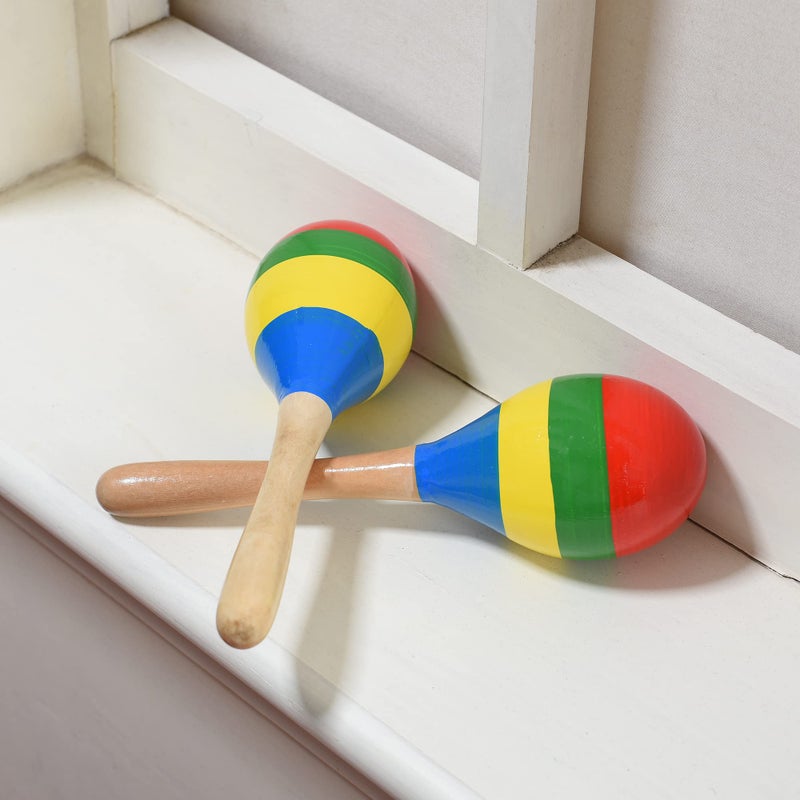 DOMG Maracas Hand Percussion Rattles, Wooden Rumba Shaker Musical Instrument for Kids Adults, Set of 2 - Image 5