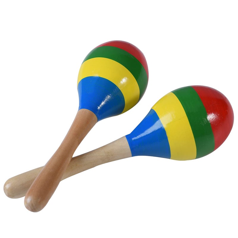 DOMG Maracas Hand Percussion Rattles, Wooden Rumba Shaker Musical Instrument for Kids Adults, Set of 2 - Image 1