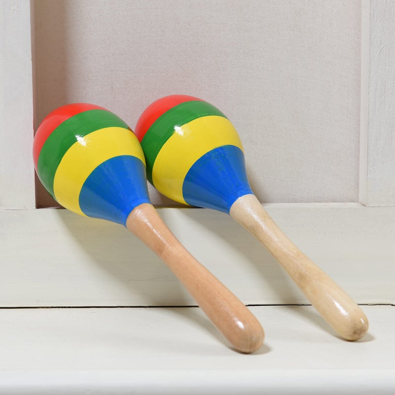 DOMG Maracas Hand Percussion Rattles, Wooden Rumba Shaker Musical Instrument for Kids Adults, Set of 2 - Image 4