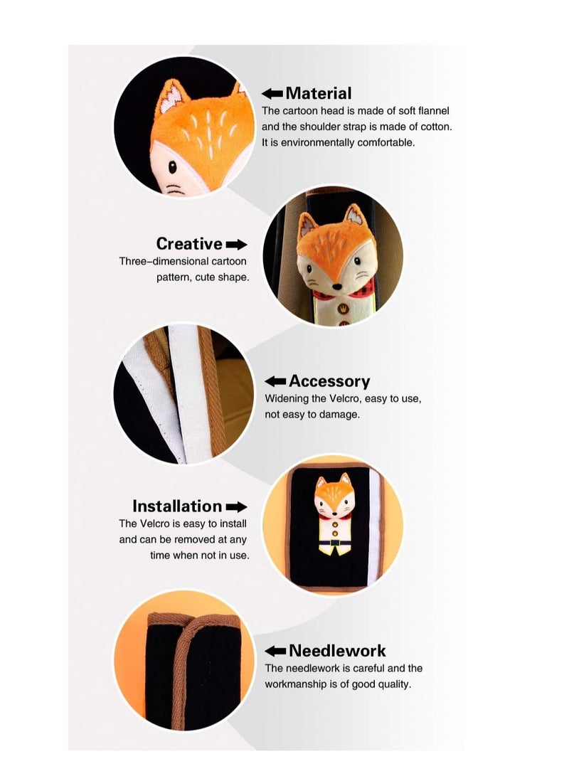 KASTWAVE Cartoon Car Seat Belt Cover, Shoulder Strap Pad Universal Safety Belt Strap Cushion Pads for a More Comfortable Driving Cute Animal Seat Belt Protector Pad Soft Neck Support Car Seat Belt Cover 2Pcs - Image 5