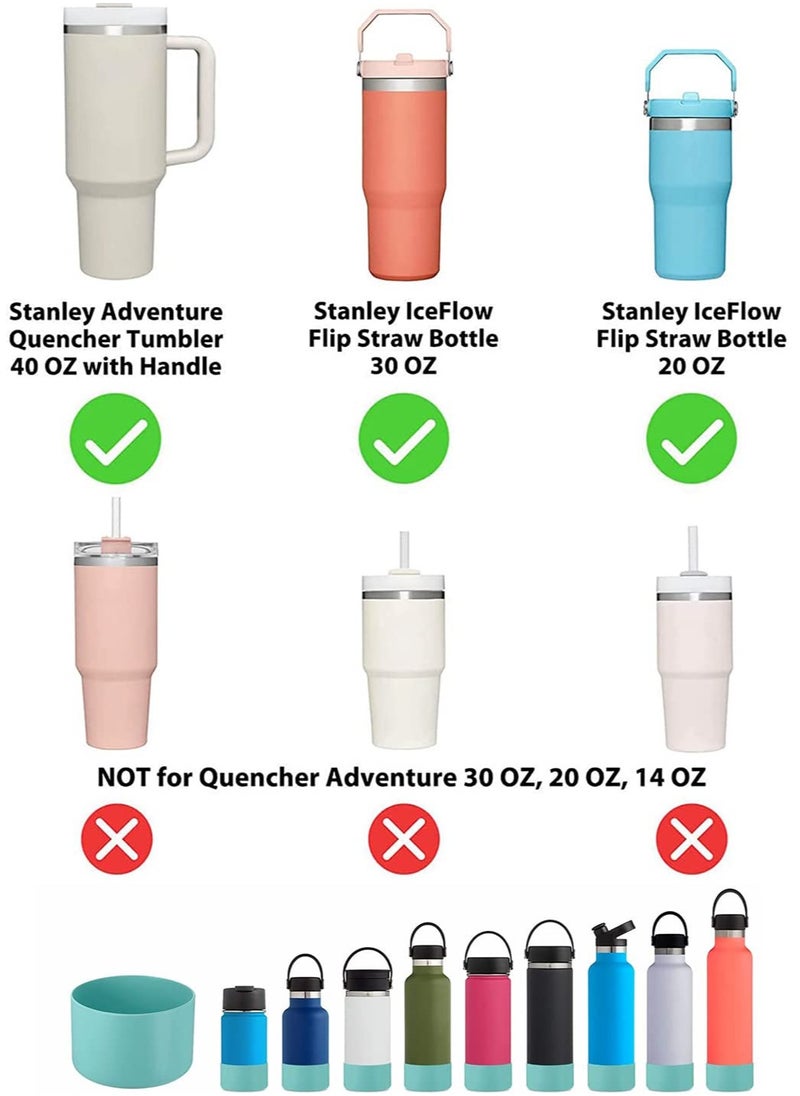 RTYY 2 pack Silicone Boot For Stanley Quencher Tumbler 30 oz 40 oz, Bottom Boot for Stanley IceFlow Flip 30 20 oz, Protector Sleeve for Water Bottle 12-24oz (Black)  - Image 4