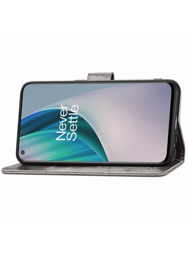 erorex Case For One Plus Nord N10 5G Four-leaf Clasp Embossed Buckle Mobile Phone Protection Leather Case with Lanyard & Card Slot & Wallet & Bracket Function - Image 5