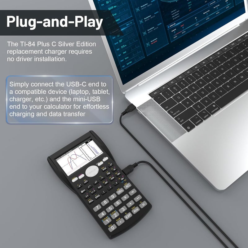 كابل TI 84 متوافق مع حاسبات تيكساس إنسترومنتس TI-84 Plus، TI-84 Plus CE، TI-84 Plus C Silver Edition، TI-89 Titanium، TI-Nspire CX II، TI-Nspire CX II CAS، TI Nspire CX CAS (3.3 قدم) - Image 5