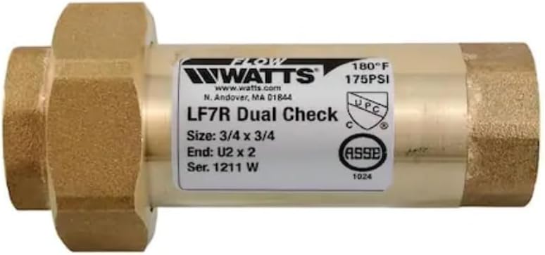 watts LF7RU2-2 Lead-Free Brass MPT Dual Check Valve, 3/4-Inch, 1-Piece - Image 1