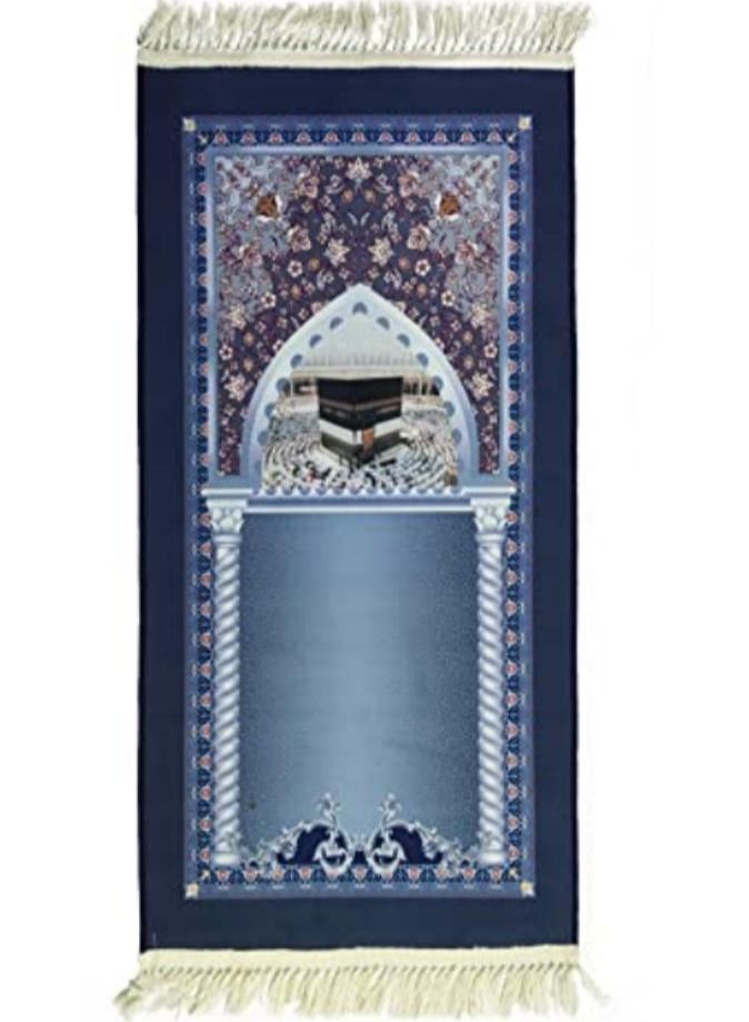 سجادة صلاة إسلامية مصنوعة من المخمل الكريستالي المعقود يدويًا بجودة عالية - Image 1