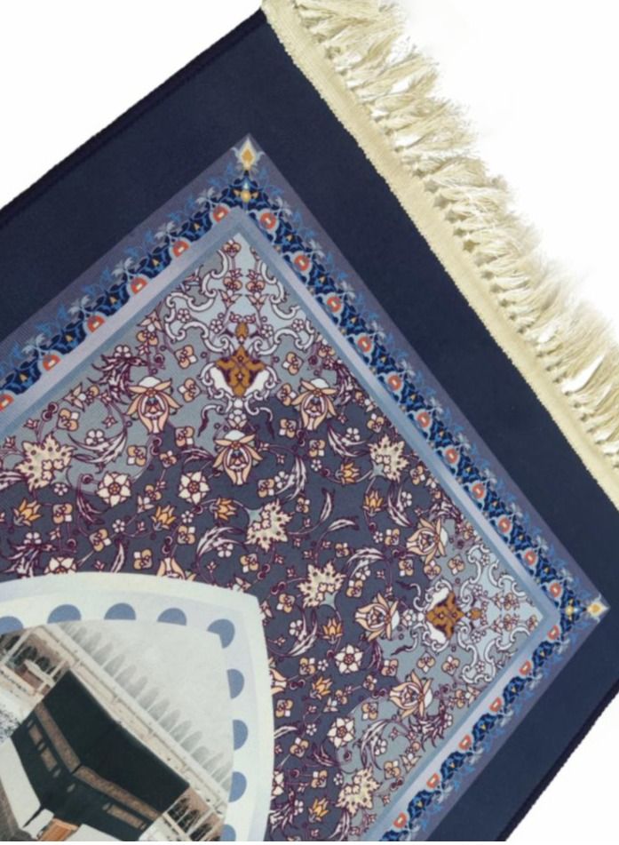 سجادة صلاة إسلامية مصنوعة من المخمل الكريستالي المعقود يدويًا بجودة عالية - Image 4