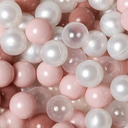 TRENDPLAY Plastic Balls for Ball Pits - Pack of 100 Hollow Balls- Safe and Exciting Playtime - Perfect for Toddler Baby Pools,Party,Festival Decoration, Cream Pink+ Pearl White - Image 1