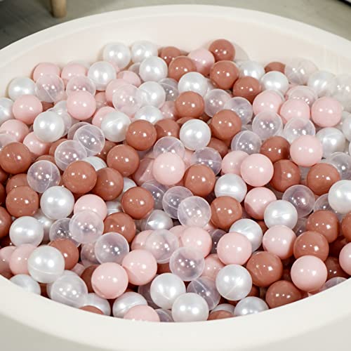 TRENDPLAY Plastic Balls for Ball Pits - Pack of 100 Hollow Balls- Safe and Exciting Playtime - Perfect for Toddler Baby Pools,Party,Festival Decoration, Cream Pink+ Pearl White - Image 3