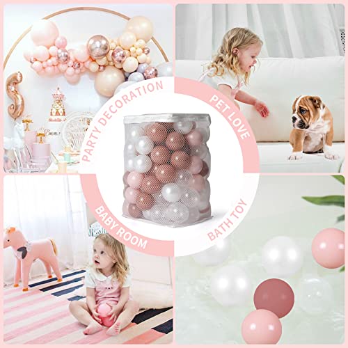 TRENDPLAY Plastic Balls for Ball Pits - Pack of 100 Hollow Balls- Safe and Exciting Playtime - Perfect for Toddler Baby Pools,Party,Festival Decoration, Cream Pink+ Pearl White - Image 5