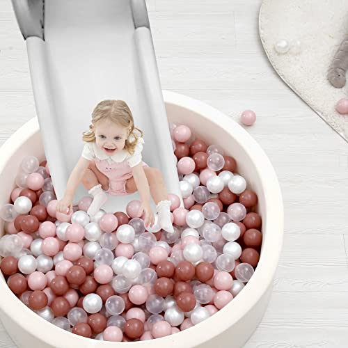 TRENDPLAY Plastic Balls for Ball Pits - Pack of 100 Hollow Balls- Safe and Exciting Playtime - Perfect for Toddler Baby Pools,Party,Festival Decoration, Cream Pink+ Pearl White - Image 4