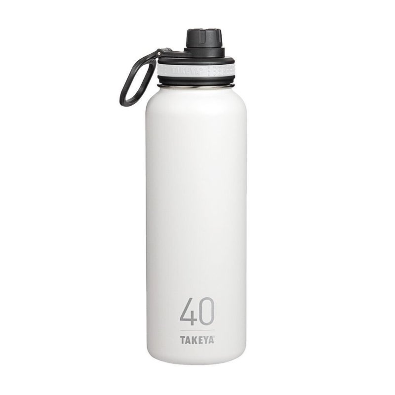 Takeya Originals 40 oz Vacuum Insulated Stainless Steel Water Bottle with Spout Lid White