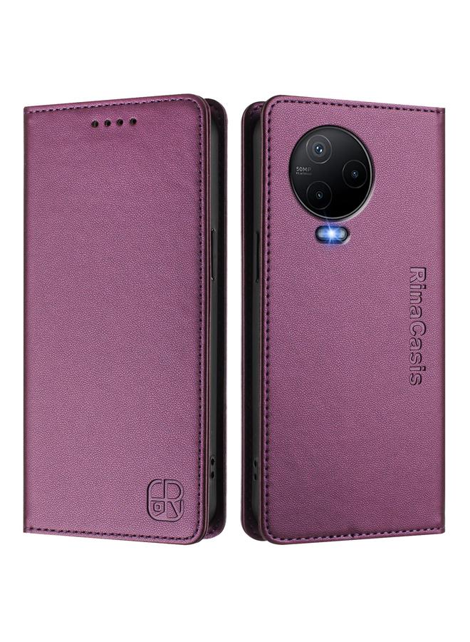 S-TOP Case For Infinix Note 12 4G / 12 Pro 4G RC01 Dual-Folded Magnetic Suction RFID Leather Phone Case - Image 2