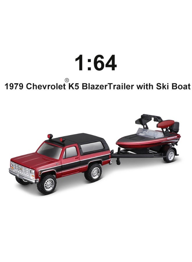 هالامودو 01:64 1979 شيفروليه K5 لعبة بليزر سبائك سيارة موديل، سحب سبائك محاكاة نموذج سيارة، زخرفة لعبة نقل موديل، سبائك المقطورة مجموعة لعبة سيارة، هدية لمجموعة الأولاد الفتيات عرض تذكاري، أسود/أحمر