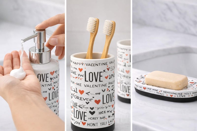 Practical 3 Piece Bathroom Set – Soap Dispenser, Toothbrush Cup, Soap Dish, Modern Colorful Design, Sturdy Material and Easy to Clean, Suitable for Bathroom, Kitchen, Sink Organization - Image 3