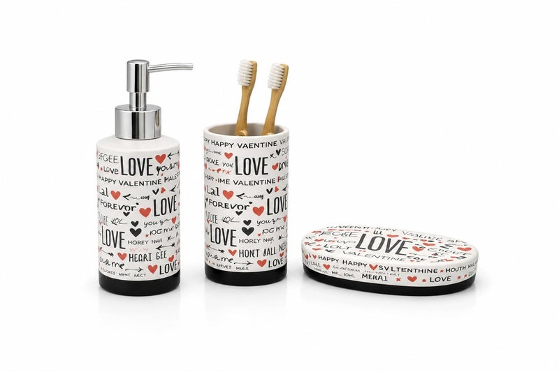 Practical 3 Piece Bathroom Set – Soap Dispenser, Toothbrush Cup, Soap Dish, Modern Colorful Design, Sturdy Material and Easy to Clean, Suitable for Bathroom, Kitchen, Sink Organization - Image 1