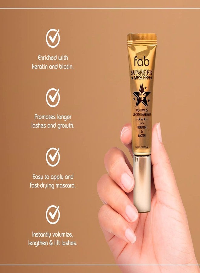 Fab Brows Fab Superstar Mascara: Waterproof Volumizing High Lash Lift Beauty Mascara: Black Liquid Mascarra for Bold Volume and Length - Infused with Keratin and Biotin for Longer, Better Defining Lashes - 10ml - Image 2