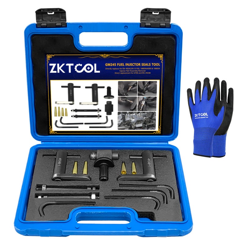 ZKTOOL GM245 Fuel Injector Rail Assembly Remover Tool Fuel Injector Seals Install Replace Tools Set Compatible with Cadillac Saturn Pontiac Chevrolet Subaru 6706 EN49248 EN49245 EN51105 18683AA000 - Image 2