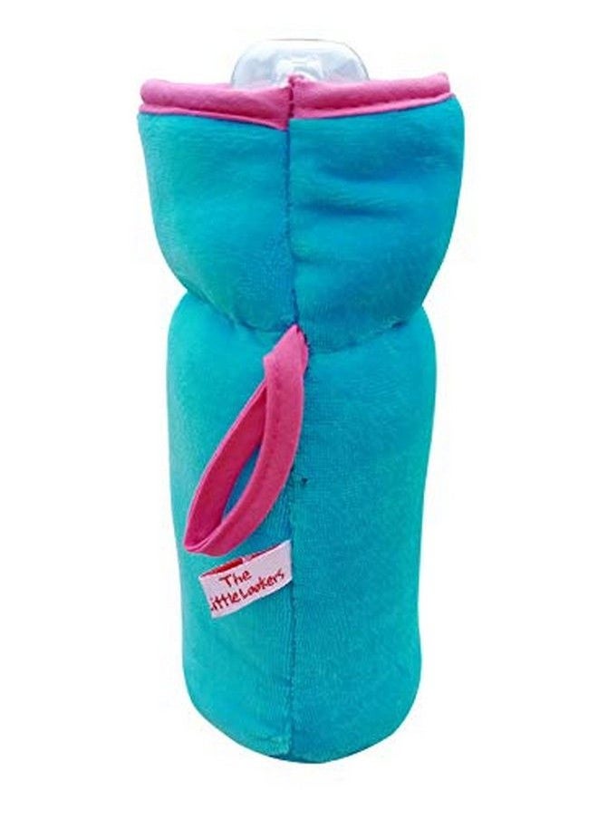 The Little Lookers Soft Plush Stretchable Baby Feeding Bottle Covers For Feeders With Easy To Hold Strap (Blue & Light Pink Narrow Neck 240Ml)  - Image 4