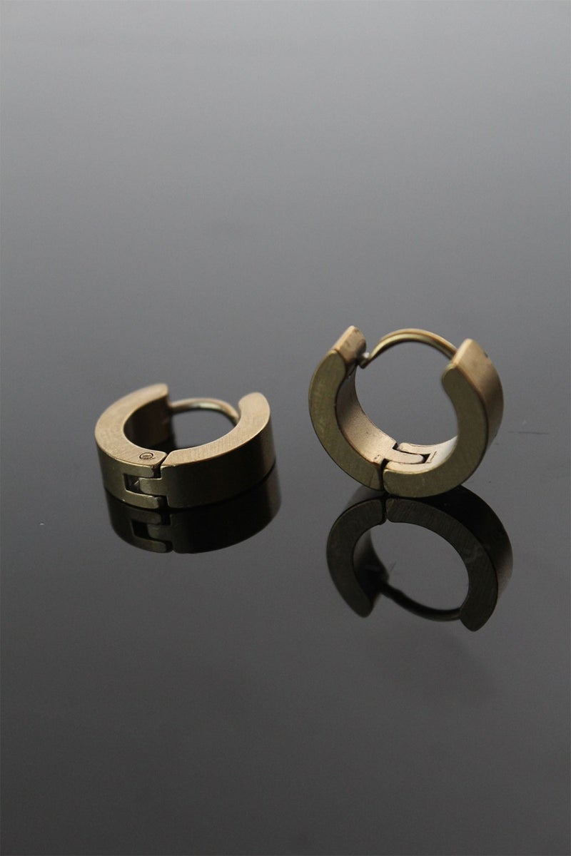 Ema 316L Steel Gold Color Hoop Model Double Earrings 