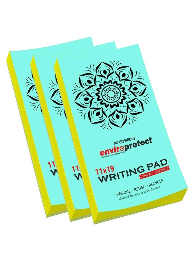 PG Creations Long Memo Size, Pack of 2 Pads, Pocket Unruled Writing Notepads, 100 Sheets per Pad, 70 Gsm Blank Plain Paper Pad for Note-Taking, Office, Home & Students, 11x19 cm, Yellow - Image 1