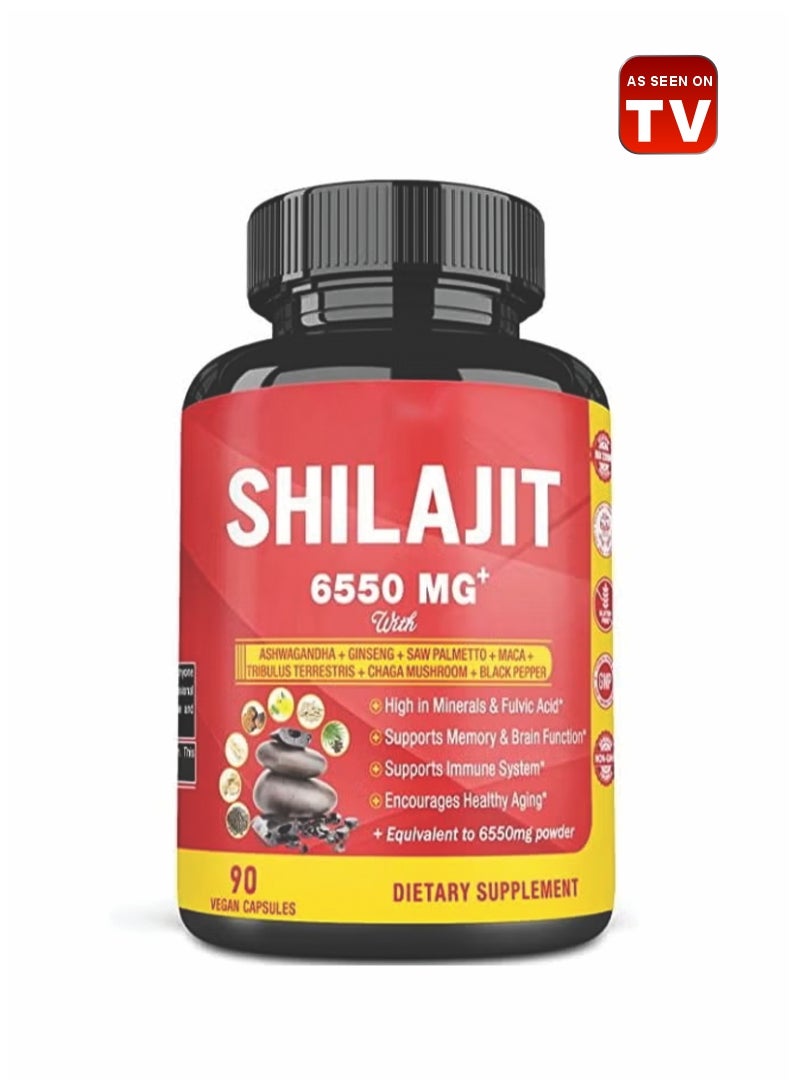AS SEEN ON TV Shilajit Extract Capsules 6550mg Immune Support Brain Boost Supplement 3 Months Supply-90 Capsules 