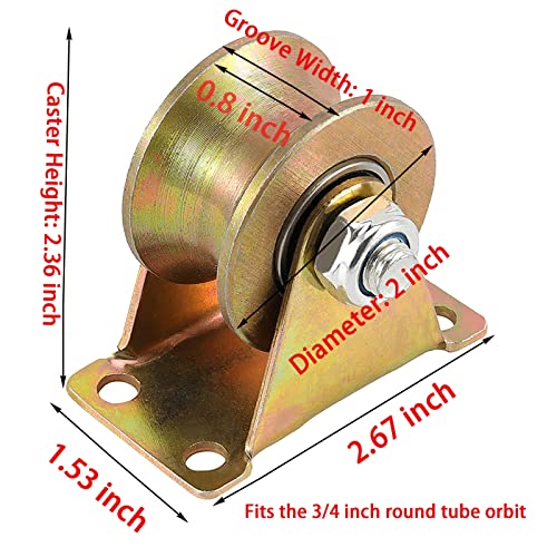 ZOENHOU 4 PCS 2 Inch 660 LB 45# Steel U Groove Wheel Pulley, Sliding Gate Rollers with Bracket, Heavy Duty Rigid Caster for Inverted Track, Rolling Gate, Industrial Machines, Wire Rope Rail - Image 2