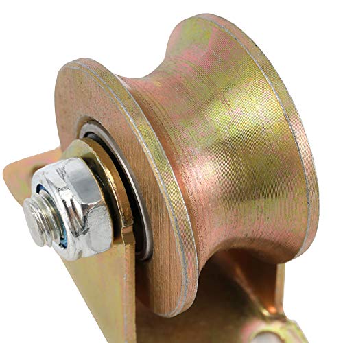 ZOENHOU 4 PCS 2 Inch 660 LB 45# Steel U Groove Wheel Pulley, Sliding Gate Rollers with Bracket, Heavy Duty Rigid Caster for Inverted Track, Rolling Gate, Industrial Machines, Wire Rope Rail - Image 4