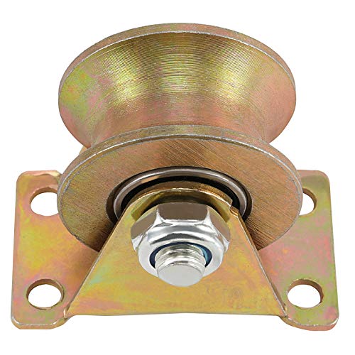 ZOENHOU 4 PCS 2 Inch 660 LB 45# Steel U Groove Wheel Pulley, Sliding Gate Rollers with Bracket, Heavy Duty Rigid Caster for Inverted Track, Rolling Gate, Industrial Machines, Wire Rope Rail - Image 3