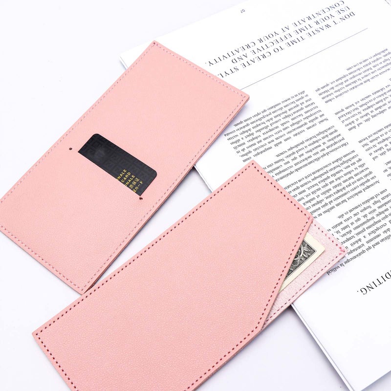 XiowDow Pink Cash Holder PU Leather Cash Wallet Budget Envelope Credit Card Holder Reusable Money Clip for Women Men Budgeting Purse Receipt Bill Holder Coupon Organizer - Image 2