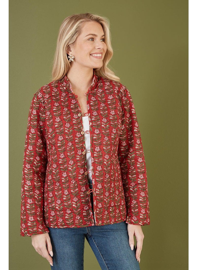 Yumi - Floral Print Reversible Cotton Quilted Jacket - Image 1