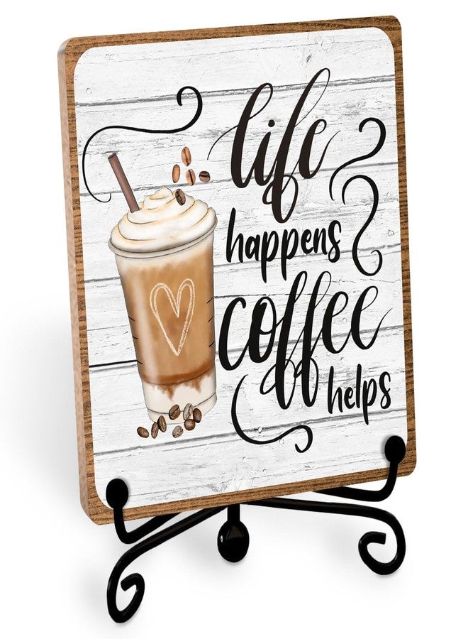 Toerifer Funny Coffee Sign, Wooden Sign with Stand Gifts for Women Men, Table Decorations Supplies, Desk Cubicles Accessories for Coworkers Friends Coffee Lover - Image 1