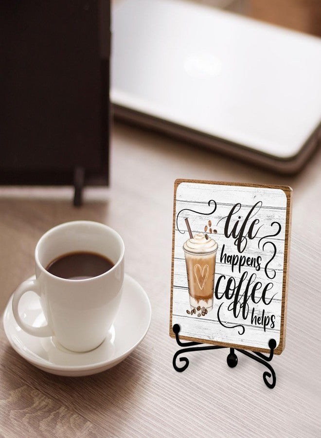 Toerifer Funny Coffee Sign, Wooden Sign with Stand Gifts for Women Men, Table Decorations Supplies, Desk Cubicles Accessories for Coworkers Friends Coffee Lover - Image 4