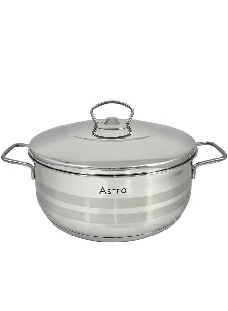 ASTRA Premium 5 L Low Casserole Pot – 26×10 cm Non‑Stick Stainless Steel, Oven & Stovetop Safe | Ergonomic Handles & Rust‑Resistant | Made in Turkey - Image 2