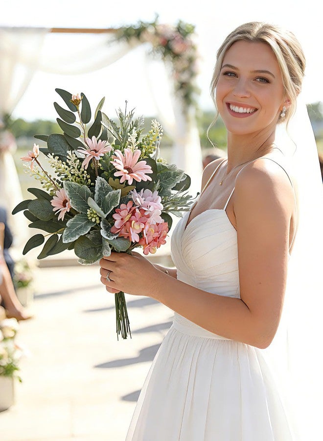 Koroni Flowers مجموعة أغصان كوروني الخضراء الاصطناعية، 33 قطعة مع 7 أنواع من أغصان الخضرة الاصطناعية لباقات الزفاف وتنسيقات الزهور وتزيين طاولات الحفلات (أخضر ووردي). - Image 3