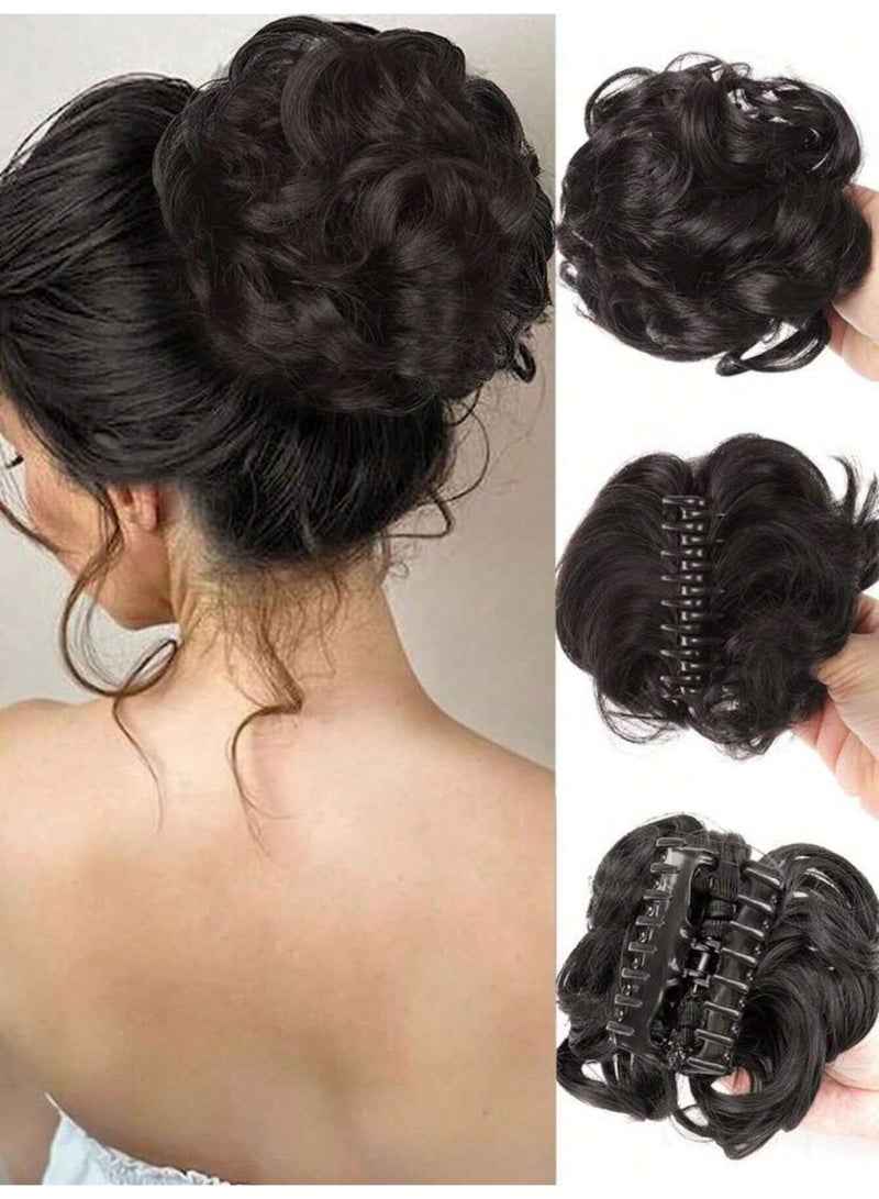 Noori Bun Hairpiece,Curly Hair Scrunchie With Hair Updo Hair Extensions Messy Bun Hairpieces For Women Girls Ponytail Curly Hair Scrunchie, Large Black - Image 1