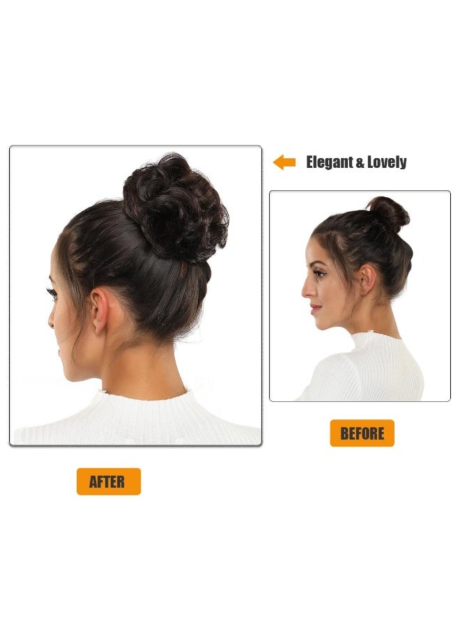 Noori Bun Hairpiece,Curly Hair Scrunchie With Hair Updo Hair Extensions Messy Bun Hairpieces For Women Girls Ponytail Curly Hair Scrunchie, Large Black - Image 2